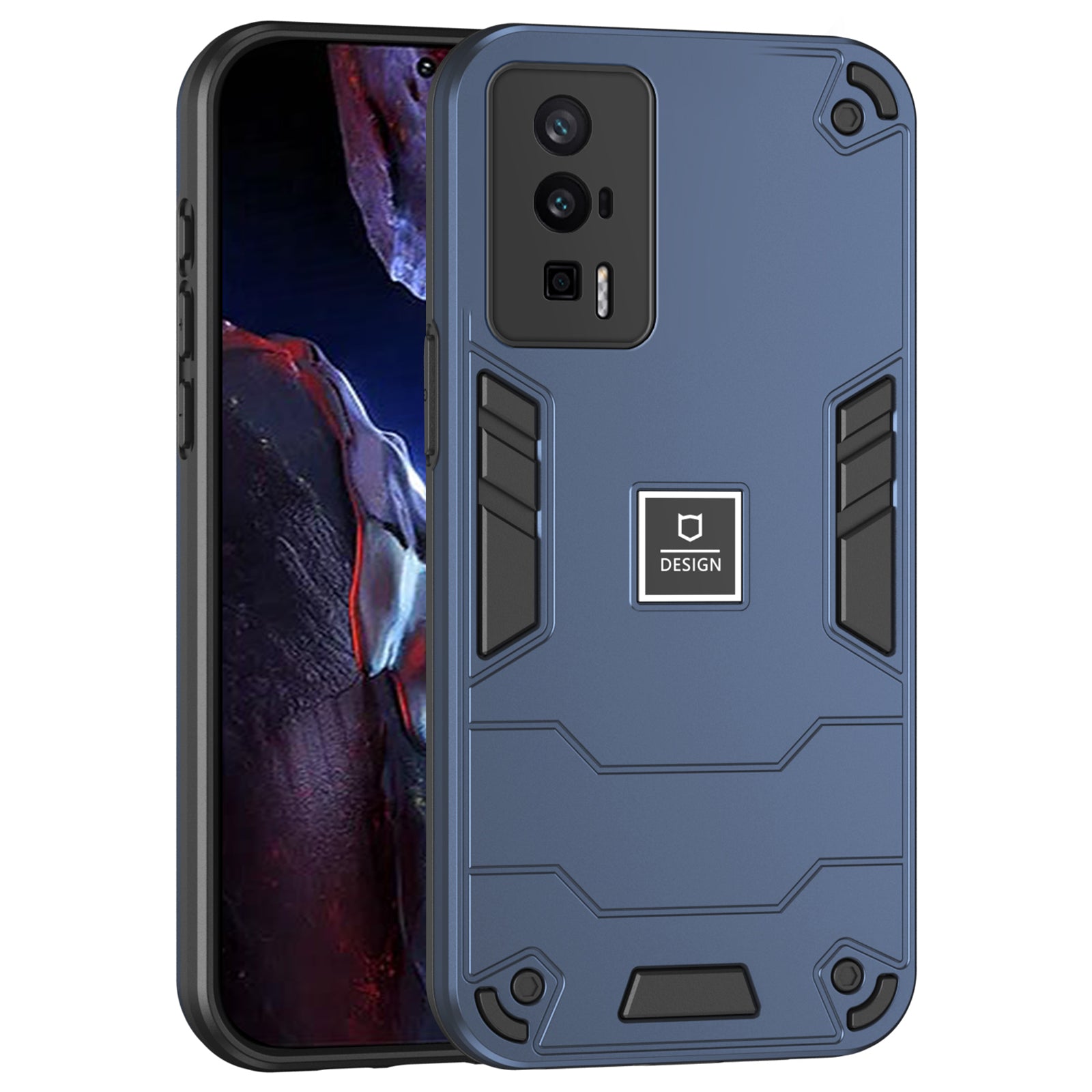 For Xiaomi Poco F5 Pro 5G / Redmi K60 5G / K60 Pro 5G Case 2-in-1 Hybrid Protective PC+TPU Phone Cover - Navy Blue For Xiaomi Poco F5 Pro 5G / Redmi K60 5G / K60 Pro 5G Case 2-in-1 Hybrid Protective PC+TPU Phone Cover - Navy Blue